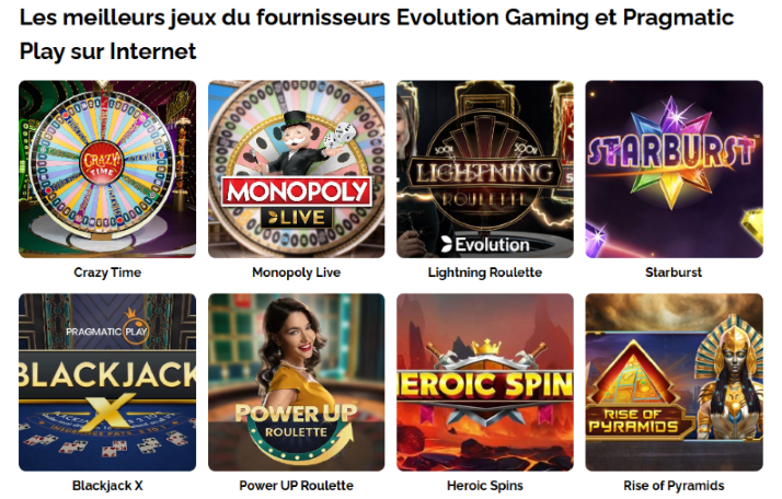 JEUXFM presente jeux certifiés par Evolution et Pragmatic